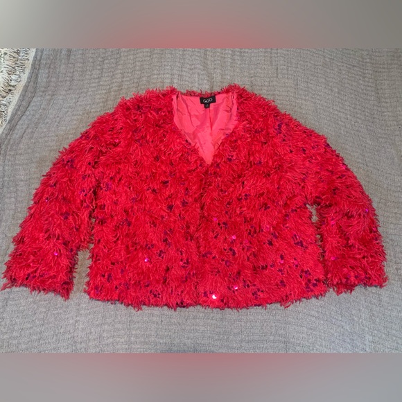 Women’s PINK Feather and Sequin Jacket Size Medium Barbie Boho Legally Blond - Picture 4 of 11